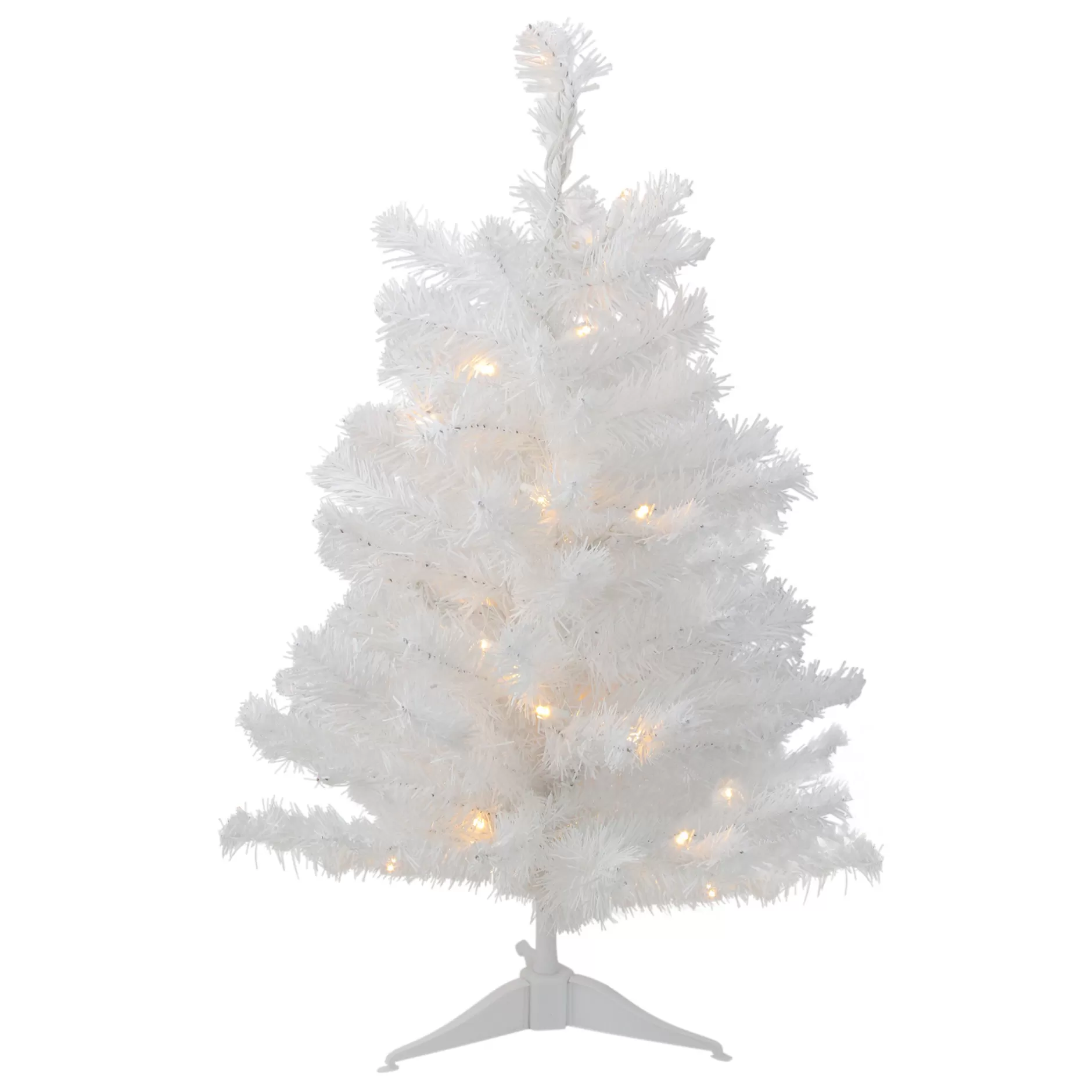 Flash Sale 3' Battery Operated Pre-Lit Led White Pine Artificial Christmas Tree- Clear Light Colorful