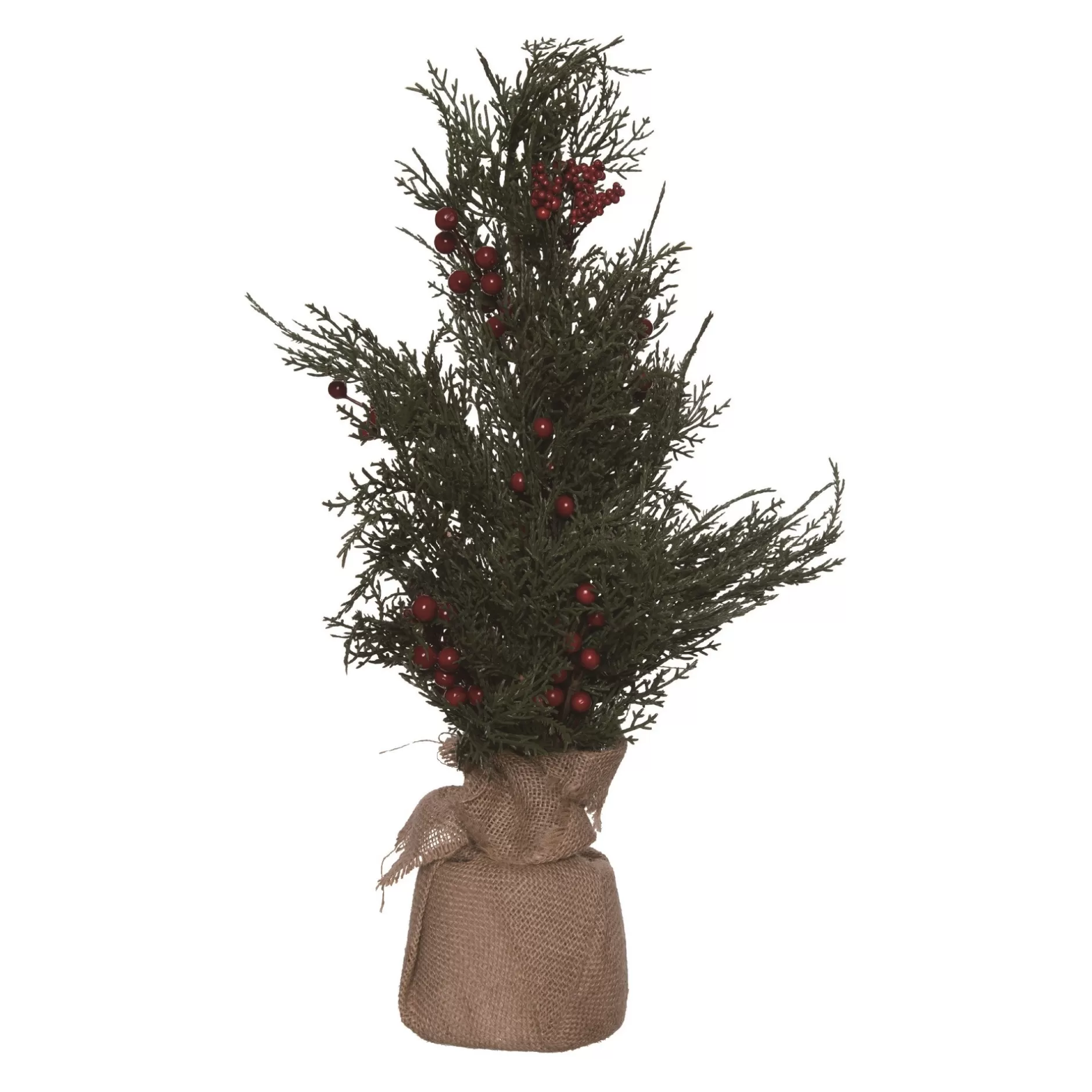 Sale 22" Berry Artificial Christmas Tree In Burlap Base, Unlit Potted