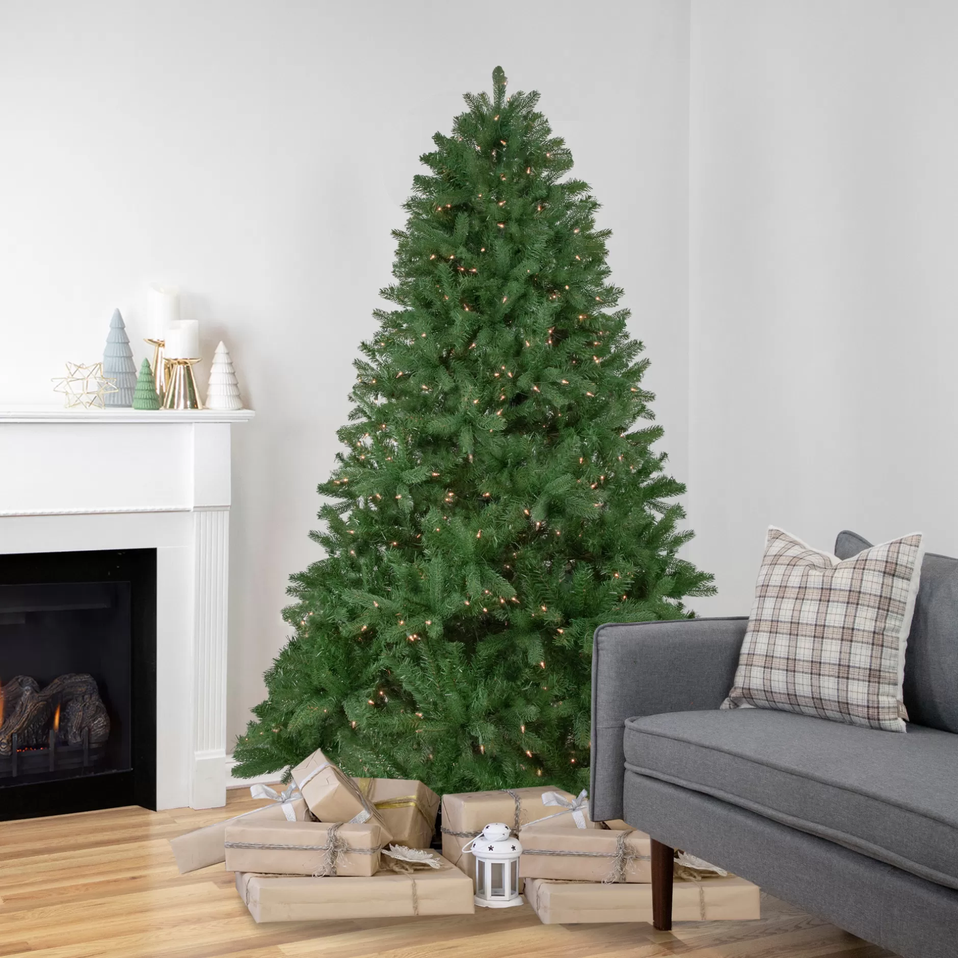 Shop 6.5' Pre-Lit Full Sierra Noble Fir Artificial Christmas Tree, Clear Lights Pre-Lit