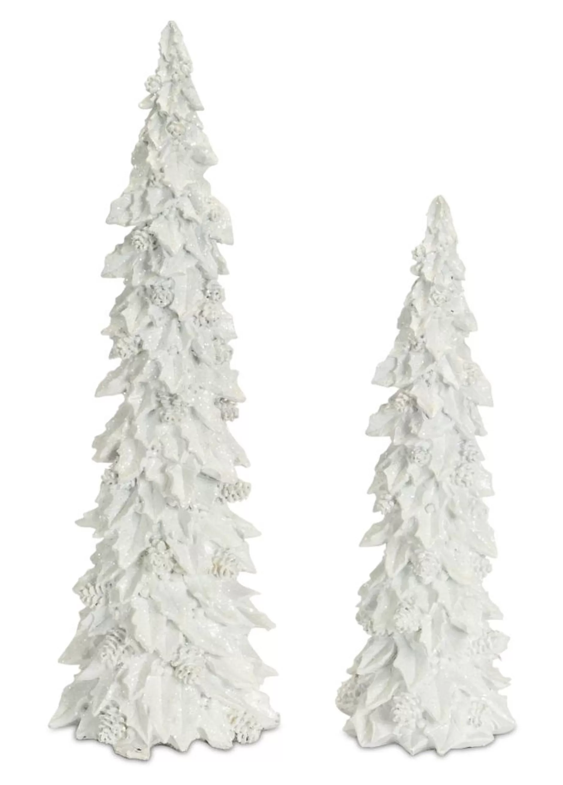 Cheap Set Of 2 Snow White Glittered Decorative Christmas Holly And Cone Tree 20.5" Colorful